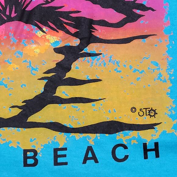 Vintage 80s Virginia-Beach Surfer Shirt Large 21x25 Blue - Picture 8 of 12